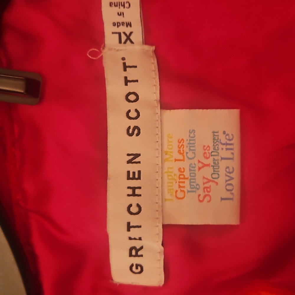 Gretchen Scott Red Crimson Ruffle Neck 3/4 Sleeves Top - Silky Velvet Size XL - Picture 4 of 7